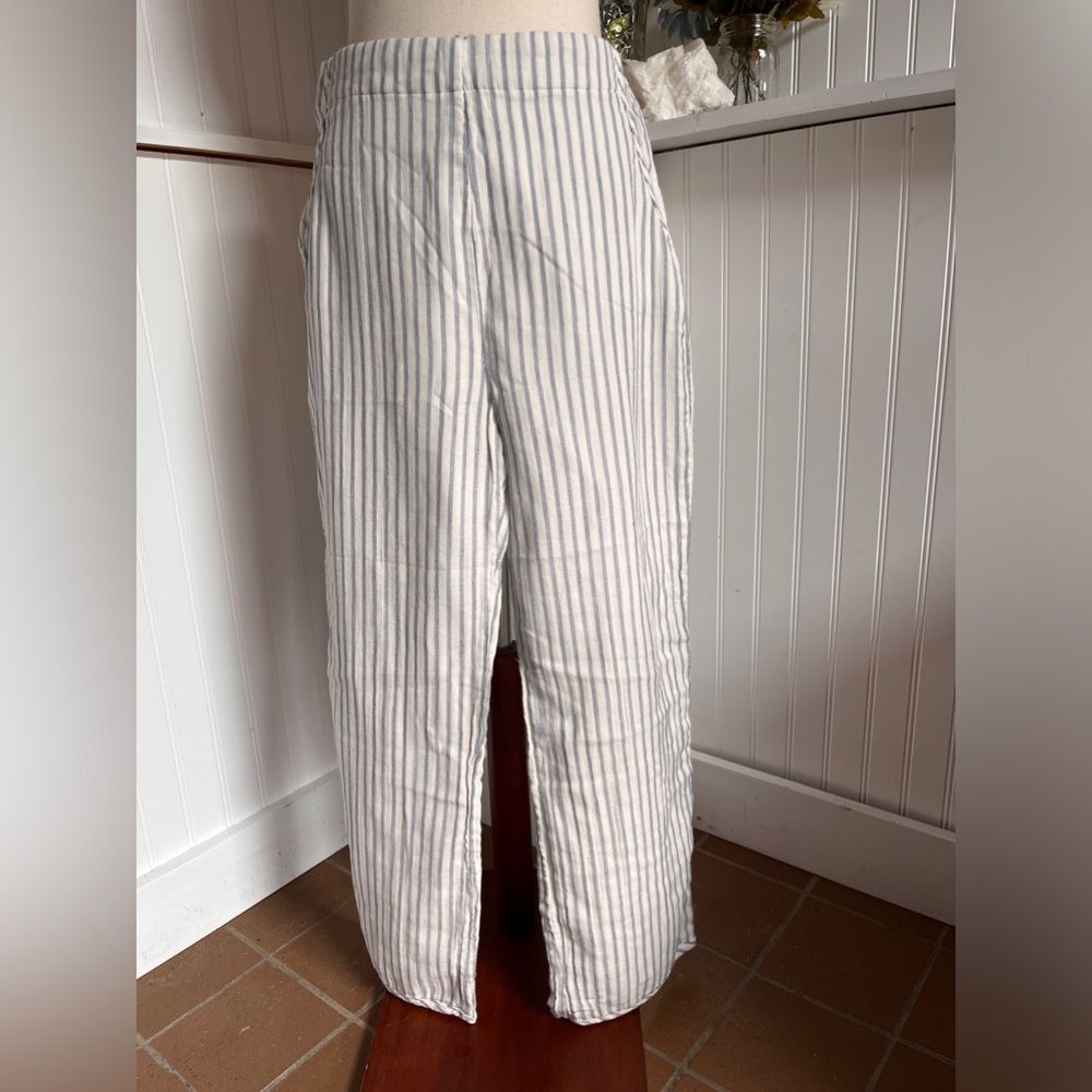 Dee Elly Coastal Chic Striped Cotton Pants